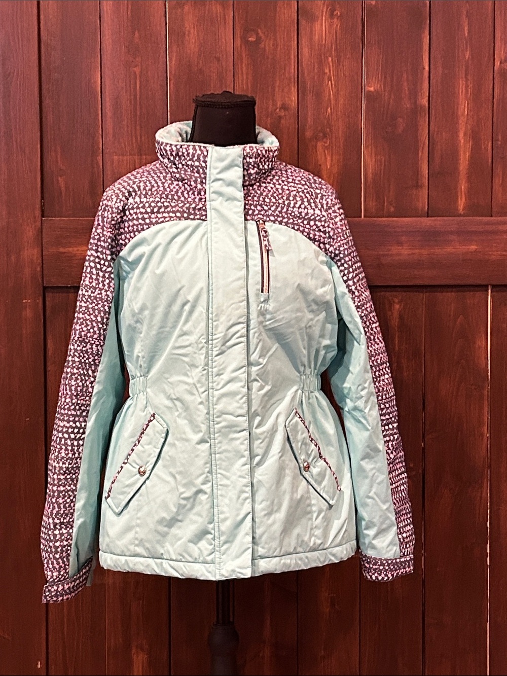 Free Country Mint and Purple Patterned Insulated Jacket